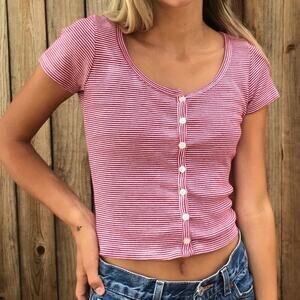 Brandy Melville Zelly Red Striped Shirt